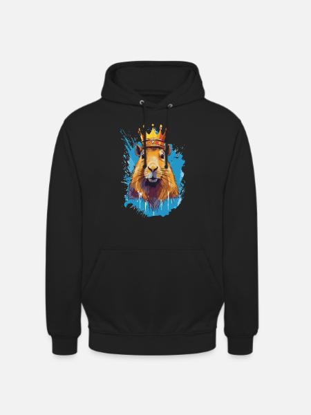 Capybara avec capybara couronne - Sweat-shirt à capuche unisexe - noir
