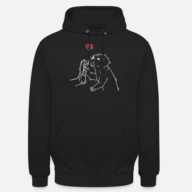 Puggle dog avec main - Sweat-shirt à capuche unisexe - noir