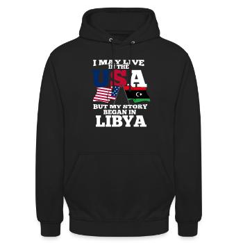 Libya Amerika Usa Geschenk - Unisex Hoodie - Schwarz - Vorne - Alina (178cm) & Michal (187cm)