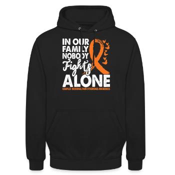 Personne ne se bat seul mois de sensibilisation au crps orange - Sweat-shirt à capuche unisexe - noir - Devant - Alina (178cm) & Michal (187cm)