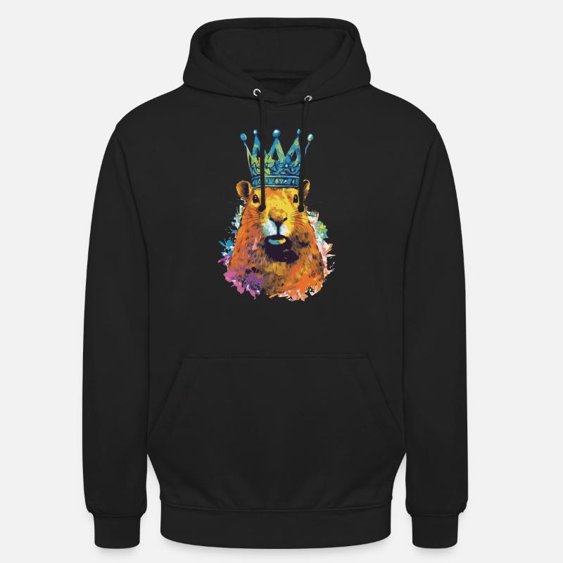 Capybara avec capybara couronne - Sweat-shirt à capuche unisexe - noir