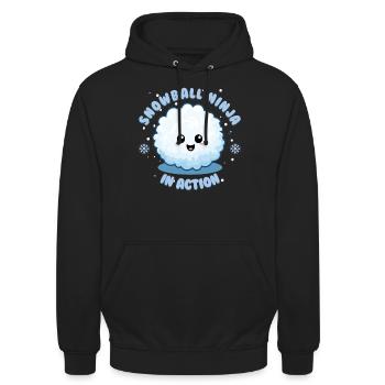 Snowball Fight - Snowball Ninja en action - Sweat-shirt à capuche unisexe - noir - Devant - Alina (178cm) & Michal (187cm)