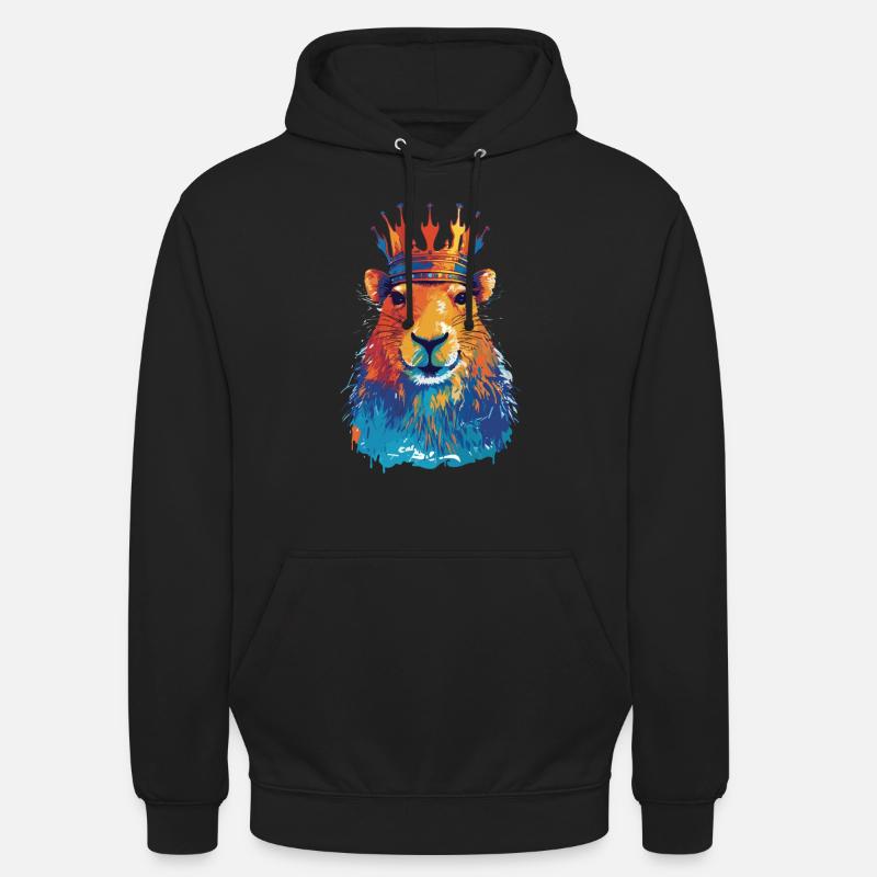 Capybara avec capybara couronne - Sweat-shirt à capuche unisexe - noir