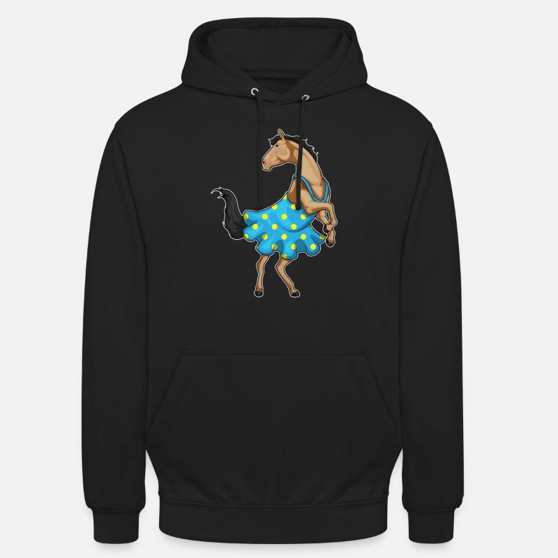 Robe cheval à pois - Sweat-shirt à capuche unisexe - noir