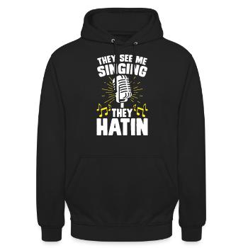 Chanteur chanteur - Sweat-shirt à capuche unisexe - noir - Devant - Alina (178cm) & Michal (187cm)