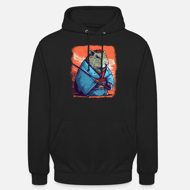 Capybara Samurai Wasserschwein - Sweat-shirt à capuche unisexe - noir