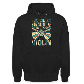 Je fais des choses folles avec mon violon fou de violon - Sweat-shirt à capuche unisexe - noir - Devant - Alina (178cm) & Michal (187cm)