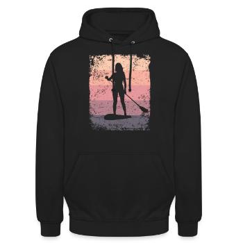 Stand Up Paddling Stand Up Board Sup - Unisex Hoodie - Schwarz - Vorne - Alina (178cm) & Michal (187cm)