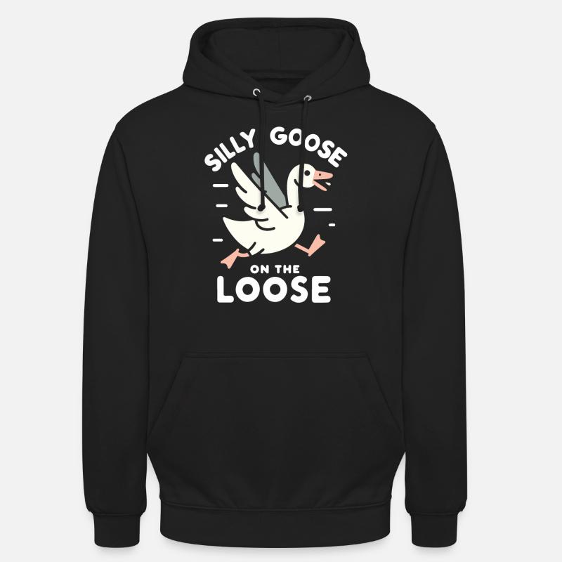 Oca sciocca al meme sciolto - Felpa con cappuccio unisex - nero