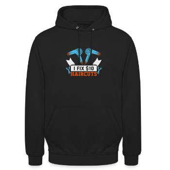 Friseurin Barber Frisörin Friseursalon - Unisex Hoodie - Schwarz - Vorne - Alina (178cm) & Michal (187cm)