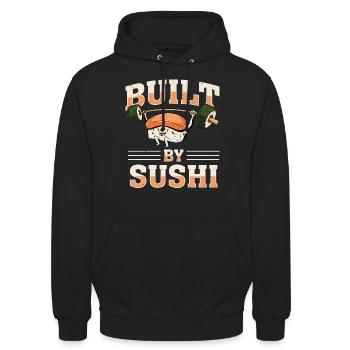 Japanisches Essen Sushi Liebhaber Bodybuilder - Unisex Hoodie - Schwarz - Vorne - Alina (178cm) & Michal (187cm)
