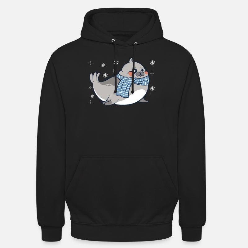 Robbe Robben Tier Seelöwe - Unisex Hoodie - Schwarz