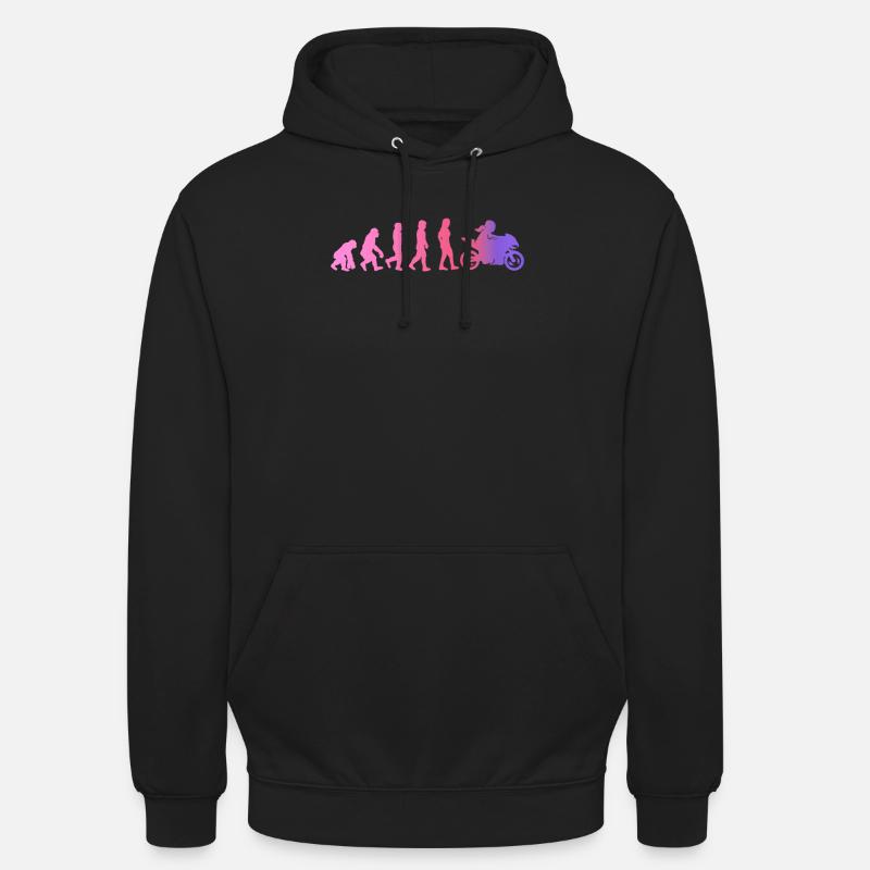 Motorradfahrerin Geschenk Bikerin Evolution - Unisex Hoodie - Schwarz