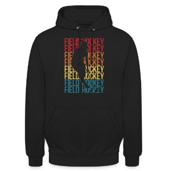 Field Hockey Retro Vintage Field - Unisex Hoodie - Schwarz - Vorne - Alina (178cm) & Michal (187cm)