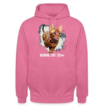 Chat du Bengale - Sweat-shirt à capuche unisexe - rose - Devant - Alina (178cm) & Michal (187cm)