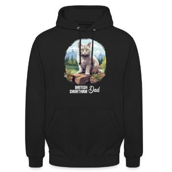 British Shorthair - Sweat-shirt à capuche unisexe - noir - Devant - Alina (178cm) & Michal (187cm)