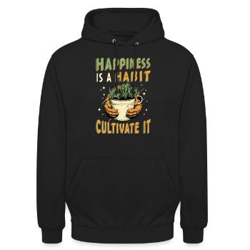 Houseplants Happiness Is A Habit Cultivate Florist - Unisex Hoodie - black - Front - Alina (178cm) & Michal (187cm)