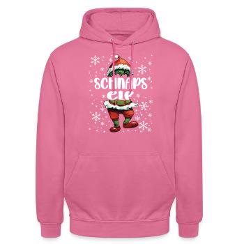 Weihnachtsoutfit Schnaps Elf - Unisex Hoodie - Pink - Vorne - Alina (178cm) & Michal (187cm)