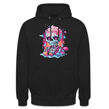 Gothic Pastel Schädel mit Süßigkeiten Design - Unisex Hoodie - Schwarz - Vorne - Alina (178cm) & Michal (187cm)