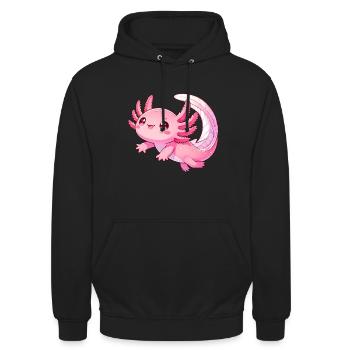 Axolotl Kawaii Amphibien Amphibien - Sweat-shirt à capuche unisexe - noir - Devant - Alina (178cm) & Michal (187cm)