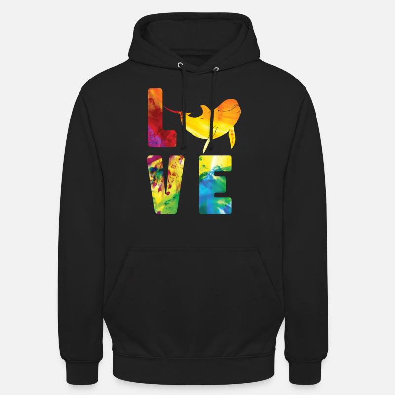 Amour aquarelle dauphin - Sweat-shirt à capuche unisexe - noir