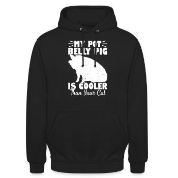 Pig Domestic Pig Poop-bellied Pig - Unisex Hoodie - black - Front - Alina (178cm) & Michal (187cm)