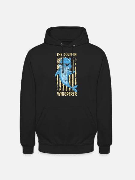 Dolphin American Flag The Dolphin - Unisex Hoodie - black