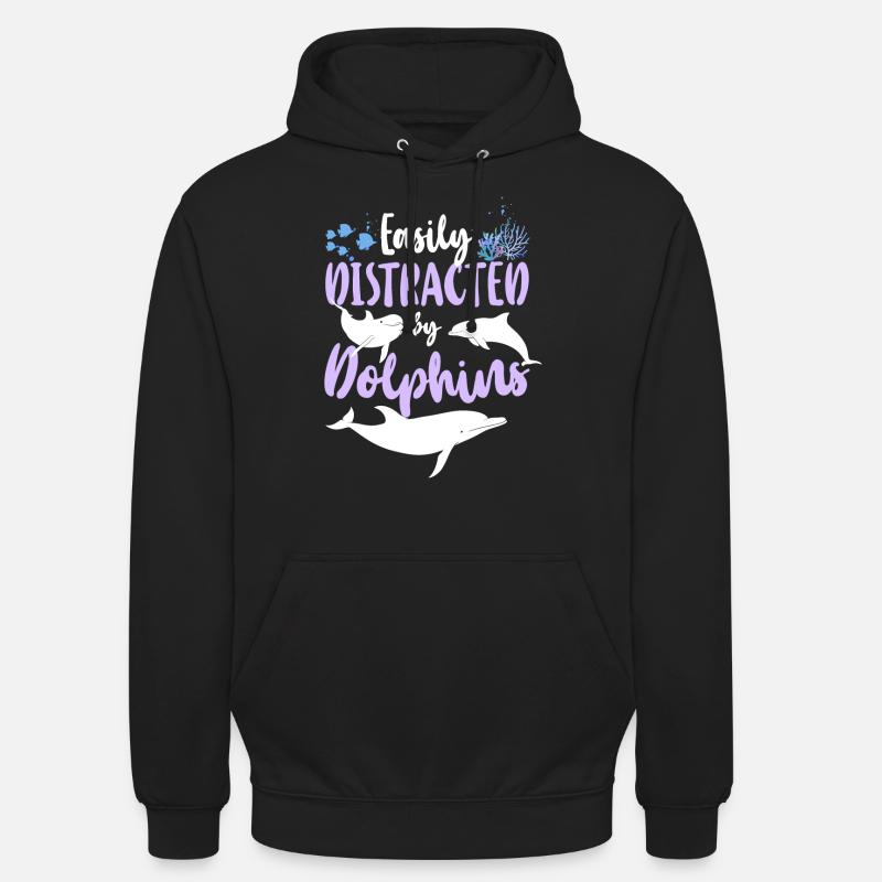 Dolphin Easily Distracted By - Unisex Hoodie - Schwarz