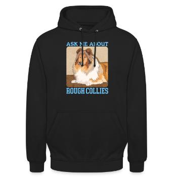 Collie Langhaarcollie Hund Rough Collies Geschenk - Unisex Hoodie - Schwarz - Vorne - Alina (178cm) & Michal (187cm)