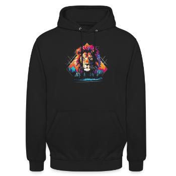 Lion, Savane, Nature, Peinture, Règne Animal, Nature Sauvage - Sweat-shirt à capuche unisexe - noir - Devant - Alina (178cm) & Michal (187cm)
