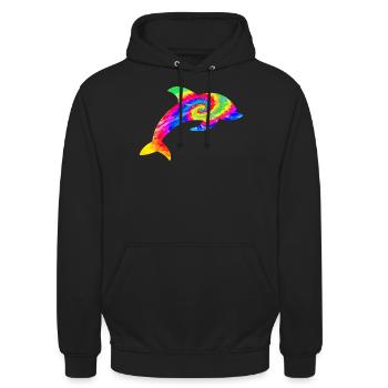 Dolphin Tie Dye - Unisex Hoodie - Schwarz - Vorne - Alina (178cm) & Michal (187cm)