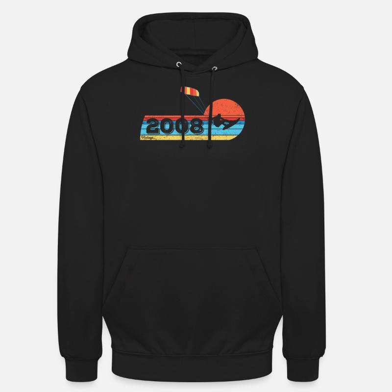 Kitesurf Anniversaire Millésime 2008 Né - Sweat-shirt à capuche unisexe - noir