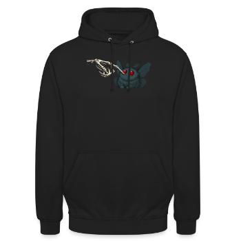 Kawaii Mothman Skeleton Hand Cryptid - Unisex Hoodie - black - Front - Alina (178cm) & Michal (187cm)