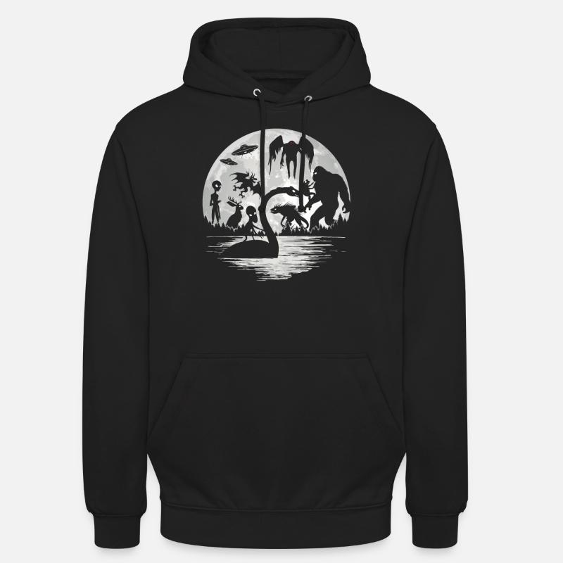 Bigfoot Mothman Jersey Djävul Utomjordiska Kryptider - Luvtröja unisex - svart