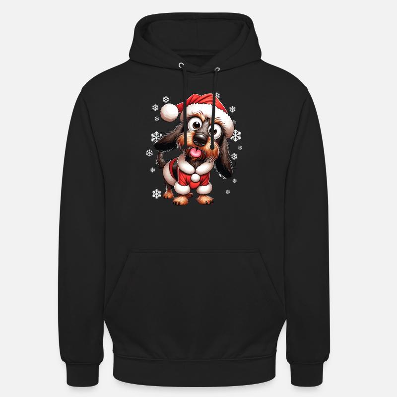 Teckel à poil dur Noël - Sweat-shirt à capuche unisexe - noir