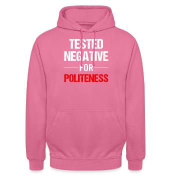 Polite? Negative! Really! - Unisex Hoodie - pink - Front - Alina (178cm) & Michal (187cm)