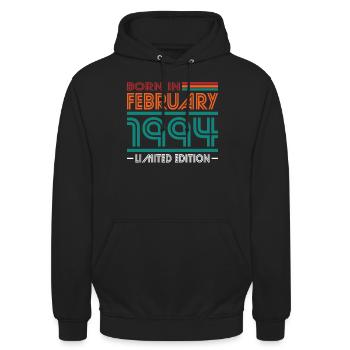 30. Geburtstag Jahrgang Februar 1994 Born in 1994 - Unisex Hoodie - Schwarz - Vorne - Alina (178cm) & Michal (187cm)