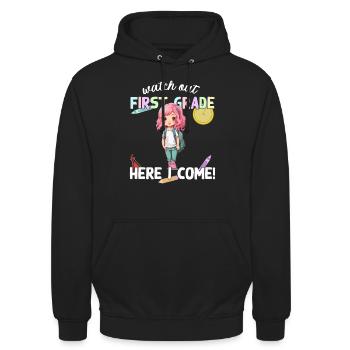 Funny Elementary School Girl School Enrollment Saying - Unisex Hoodie - black - Front - Alina (178cm) & Michal (187cm)