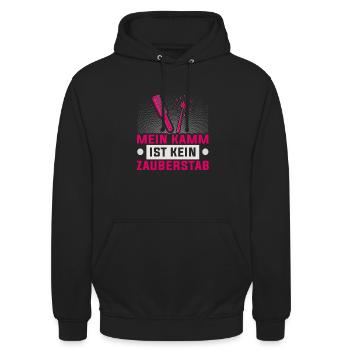Friseurin Barber Frisörin Friseursalon - Unisex Hoodie - Schwarz - Vorne - Alina (178cm) & Michal (187cm)