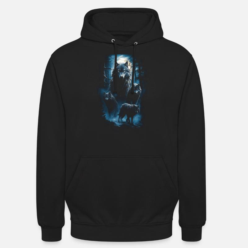 Dunkle Kunst Wolf Wald Mythisch - Unisex Hoodie - Schwarz