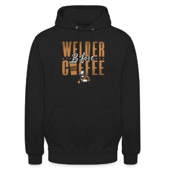 Soudeur avant le soudage au café Soudeurs amateurs de café - Sweat-shirt à capuche unisexe - noir - Devant - Alina (178cm) & Michal (187cm)