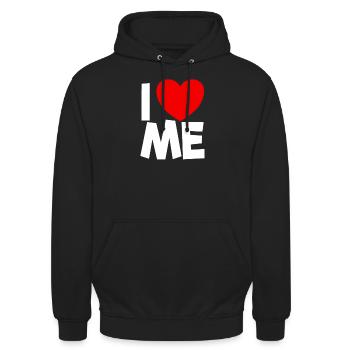 Ich liebe mich rotes Herz Selbstliebe Bestätigung - Unisex Hoodie - Schwarz - Vorne - Alina (178cm) & Michal (187cm)