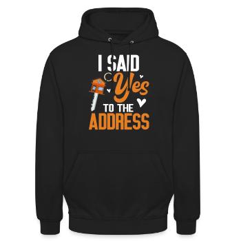 J’ai dit oui à l’adresse - Sweat-shirt à capuche unisexe - noir - Devant - Alina (178cm) & Michal (187cm)
