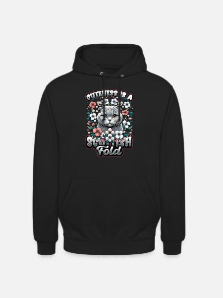 Cute Scottish Fold Cat Motif - Unisex Hoodie - black