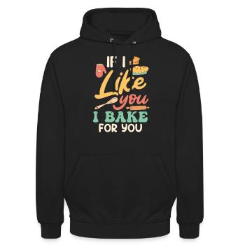 Backfans Si je t’aime je cuis pour toi Backfans - Sweat-shirt à capuche unisexe - noir - Devant - Alina (178cm) & Michal (187cm)
