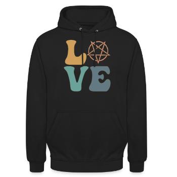 Satanistisches Pentagramm Satanismus Satanischer K - Unisex Hoodie - Schwarz - Vorne - Alina (178cm) & Michal (187cm)