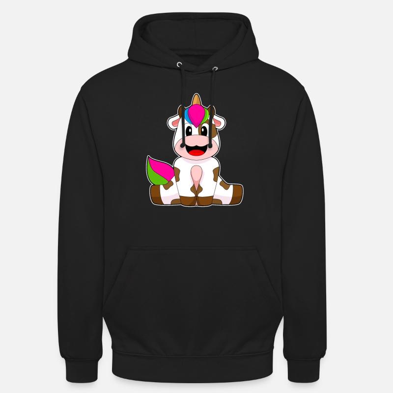 Kuh Einhorn - Unisex Hoodie - Schwarz