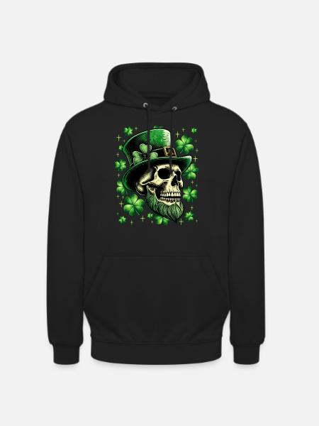 St. Patrick's Day Irish Skull - Unisex Hoodie - black