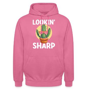 Lustiger Sukkulenten-Kaktus - Unisex Hoodie - Pink - Vorne - Alina (178cm) & Michal (187cm)