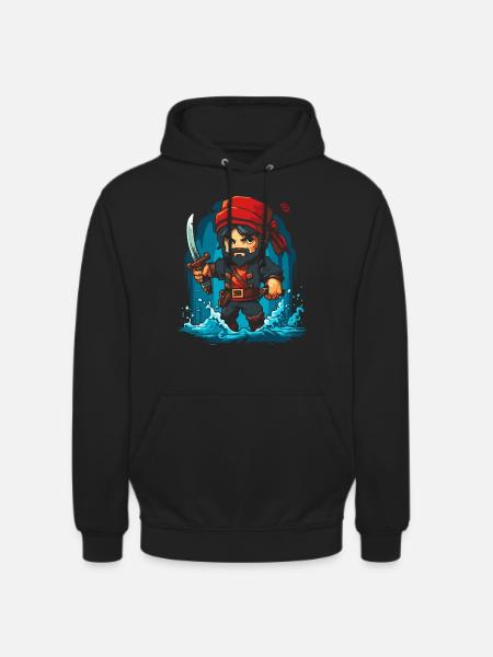 Petit pirate pixel mignon - Sweat-shirt à capuche unisexe - noir